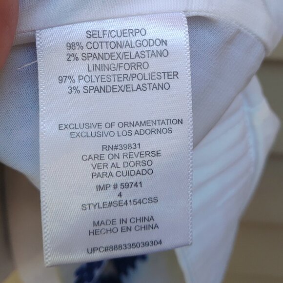 Sam Edelman White Mini Skirt Blue Embroidered Print Beading Short - Picture 10 of 12